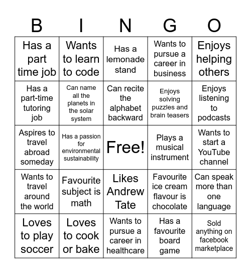 Bingo Bango Bingo Card