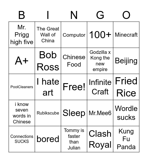 James's Bingo Card