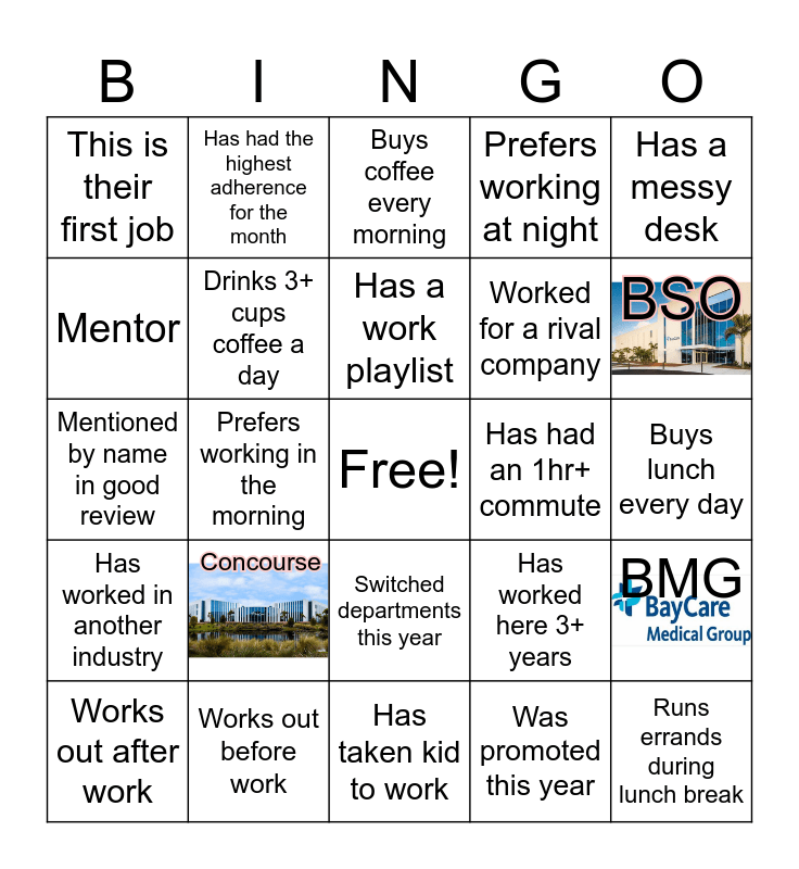 BMG Access Center BINGO Card