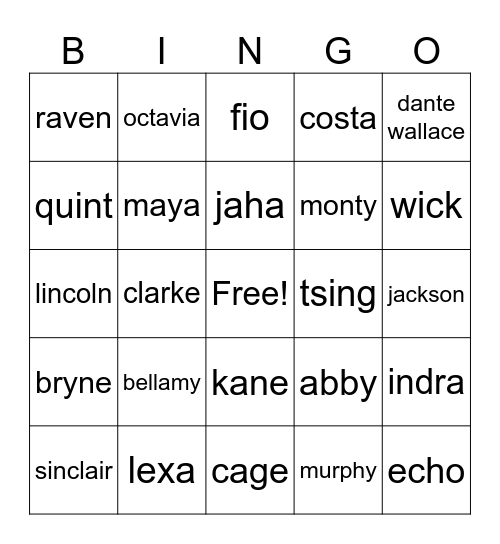the 100 season 2 Bingo Card