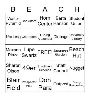 CSULB Bingo Card