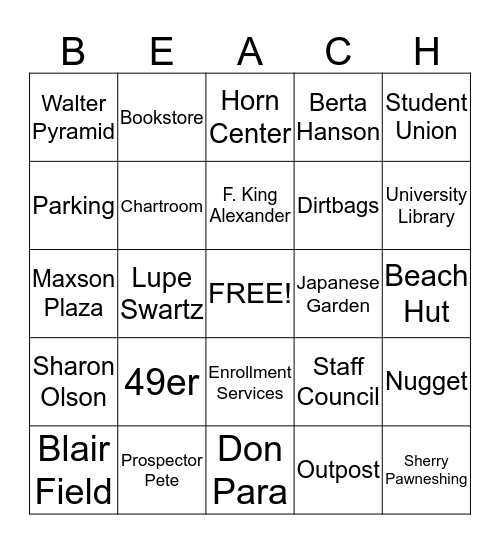 CSULB Bingo Card