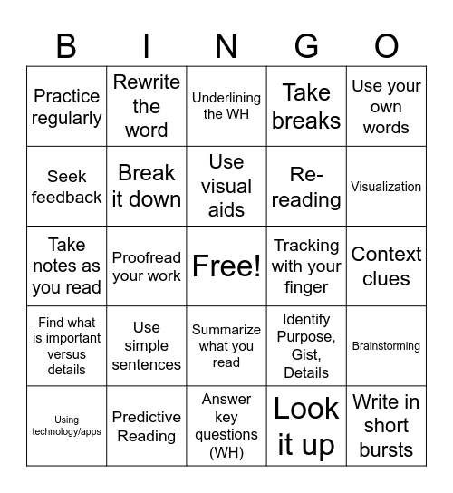 Strategy Bingo Card