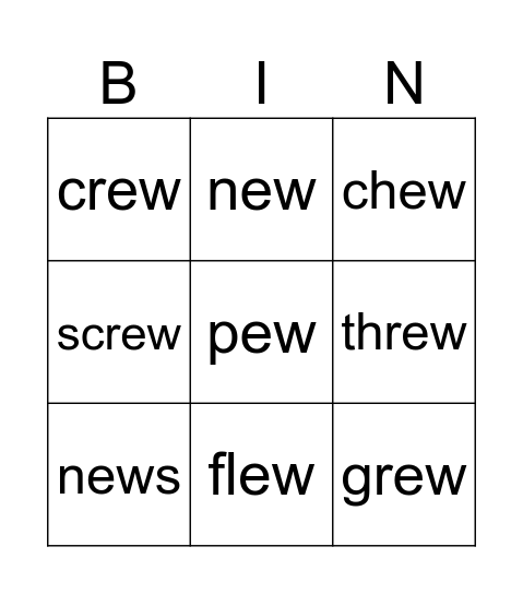 'ew' Bingo Card