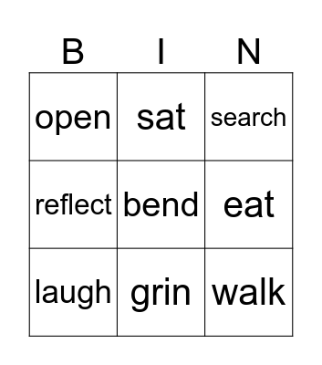 Verb Bingo Card