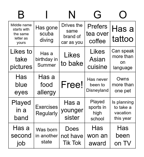 Evergreen Crossings Bingo Card