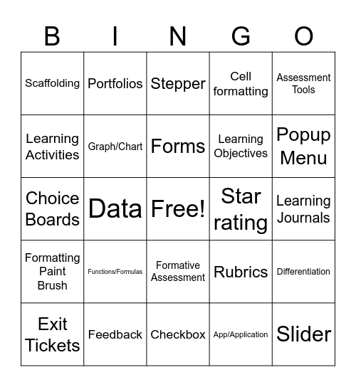 Formative Assessment & Data Bingo Card