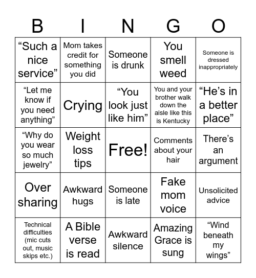 Surviving Lou Bingo Card