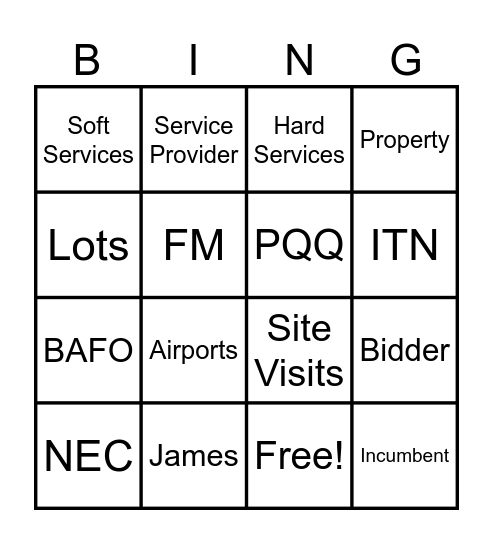 Facility Management Bingo Card