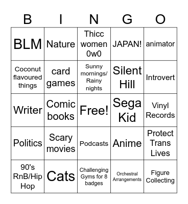 How many interests/traits do you share with Bruce Bingo Card