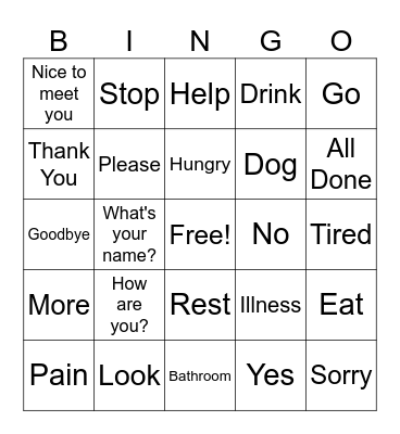 ASL Bingo Card