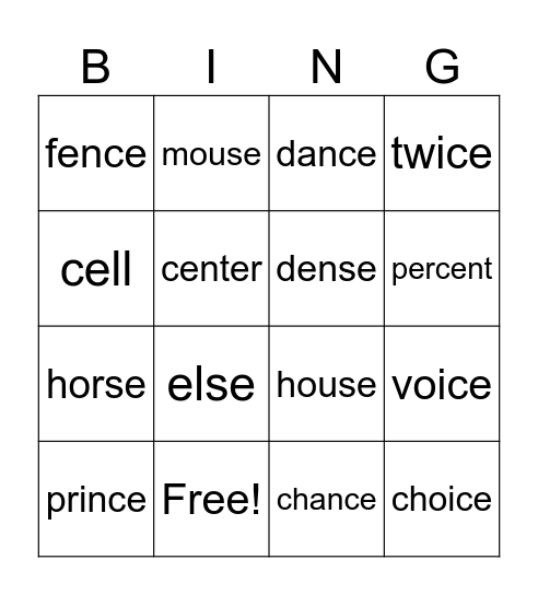 se ce Bingo Card