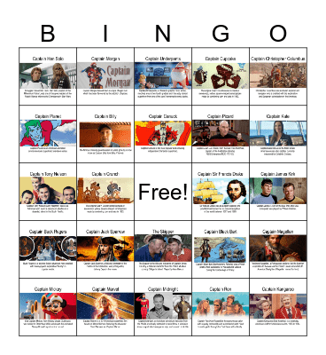 Captain Bingo Images Bingo Card