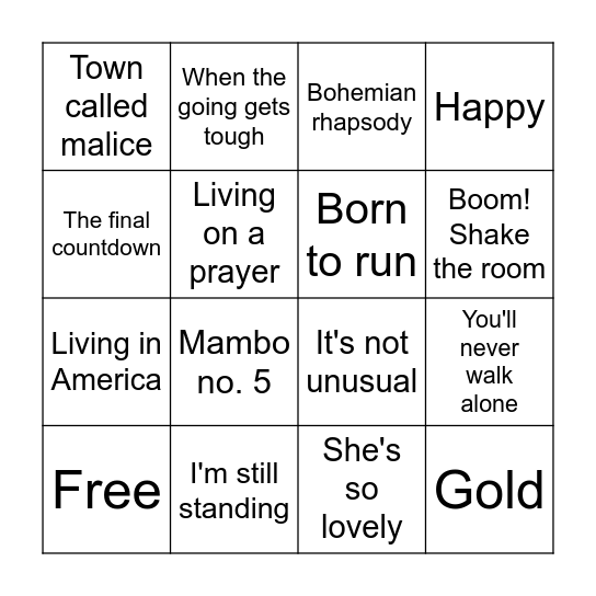 Round 1 Bingo Card