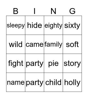 Bingo Card