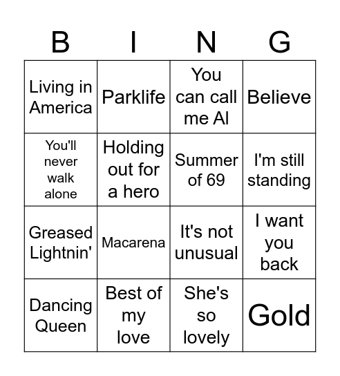 Round 1 Bingo Card
