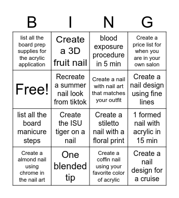 NAILS Bingo Card