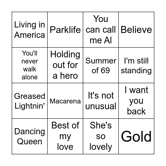 Round 1 Bingo Card