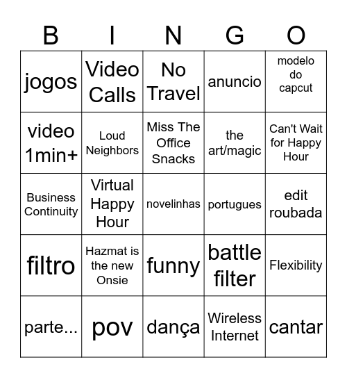 Tiktok Bingo Card