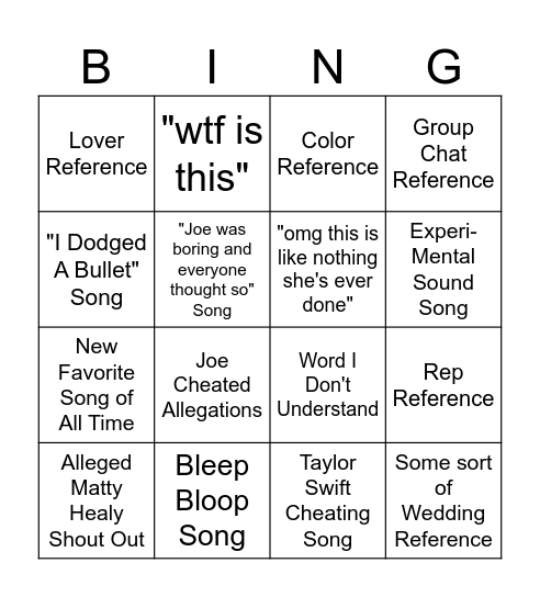 TTPD BINGO Card