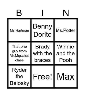 The 4th graders Bingo Card