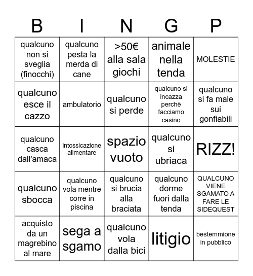 INCIDENTI PAPPASOLE Bingo Card