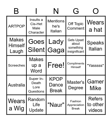 Mike Mic's Bingo Card