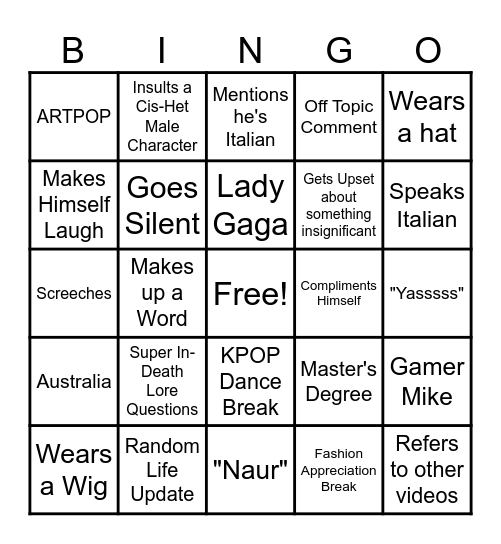 Mike Mic's Bingo Card
