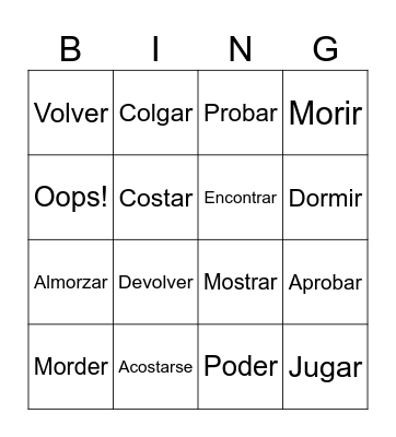 Vocab 5A Bingo Card