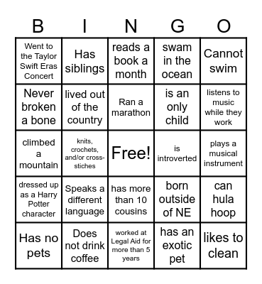 LEGAL AID Bingo Card