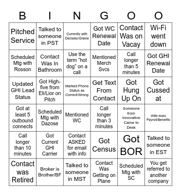 PFO Sales Team Power Hour!! Bingo Card