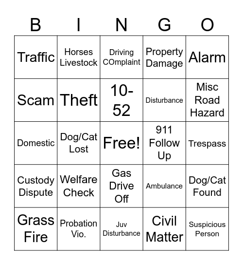 Dispatch Bingo Card