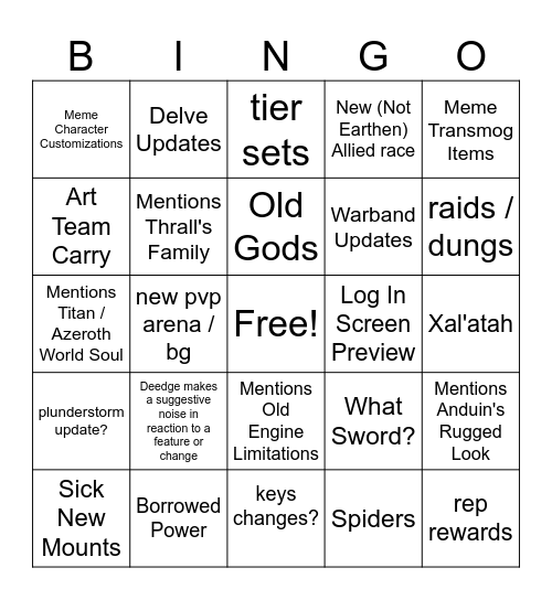 The War Within Deedge Card Bingo Card