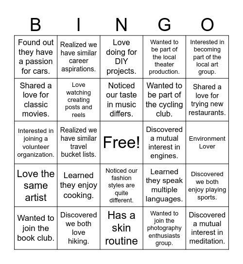 Who is your Community? Bingo Card