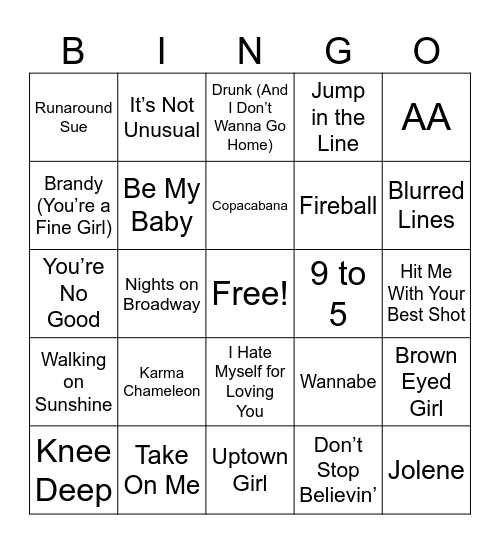 Best of the Decades Coverall Bingo Card