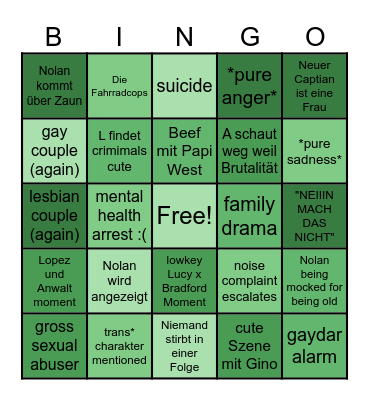 The Rookie Bingo Card