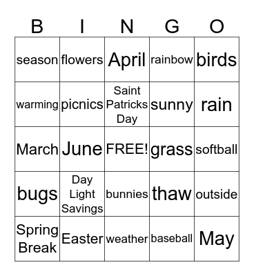 Spring Bingo  Bingo Card