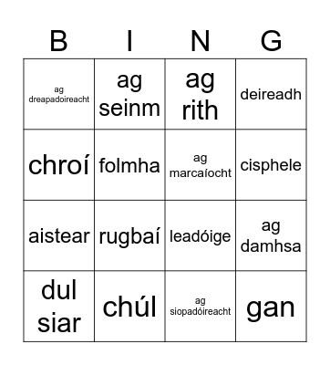 focloir Bingo Card