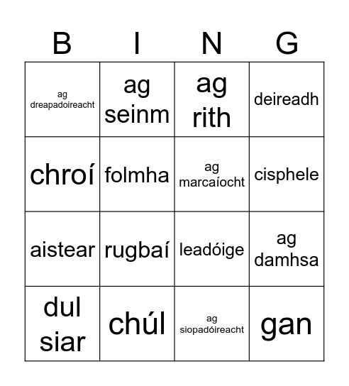 focloir Bingo Card