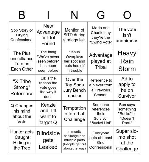 Survivor 46 Episode 8 Bingo Card