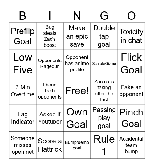 RL Bingo Card