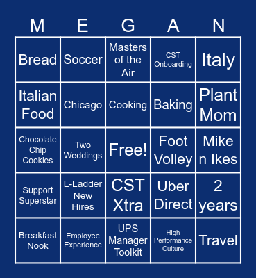 Congrats, Megan! Bingo Card