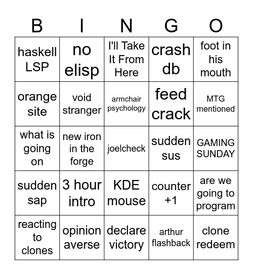 el clonko bingo v1 Bingo Card