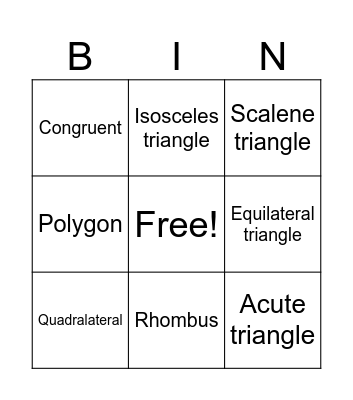 Polygons Bingo Card
