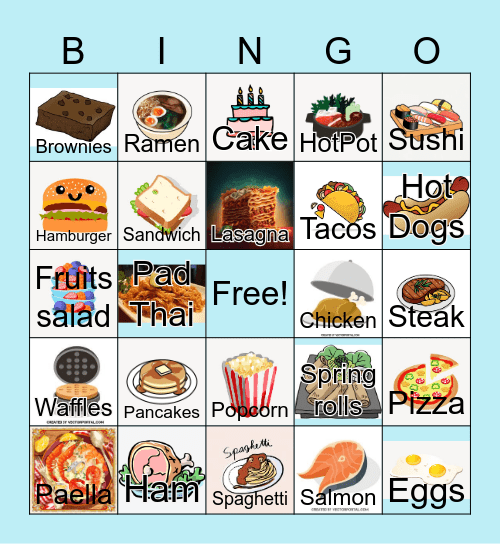 Food Bingo Card