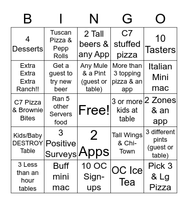 OC Server Bingo Card