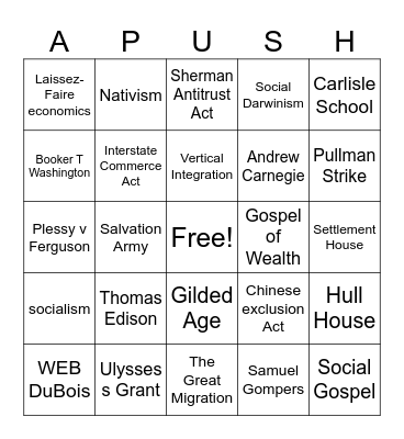 APUSH Period 6 Bingo Card