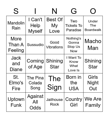 HIP SINGO 2024 Bingo Card