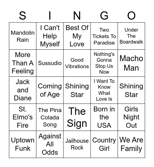 HIP SINGO 2024 Bingo Card