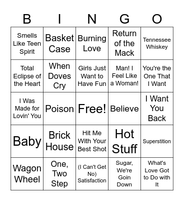 Greatest Hits Bingo #2 Bingo Card